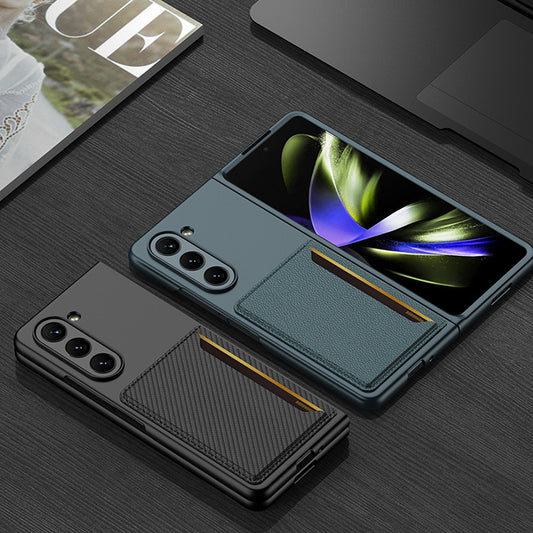 Galaxy Z Fold5 With Card Holder Leather Stand Protective Case