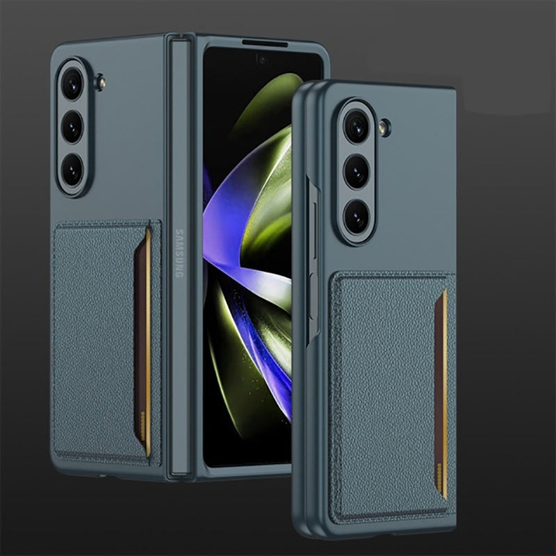 Galaxy Z Fold5 With Card Holder Leather Stand Protective Case
