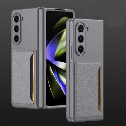Galaxy Z Fold5 With Card Holder Leather Stand Protective Case