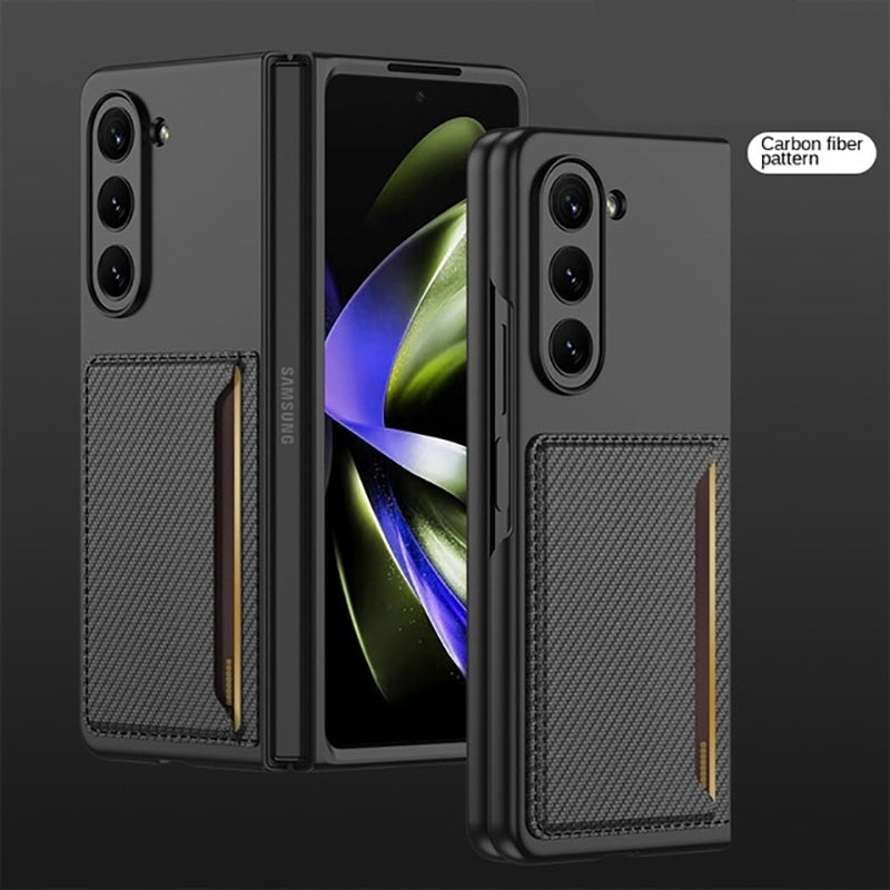 Galaxy Z Fold5 With Card Holder Leather Stand Protective Case