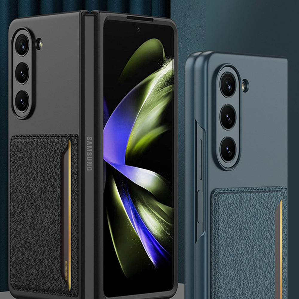 Galaxy Z Fold5 With Card Holder Leather Stand Protective Case