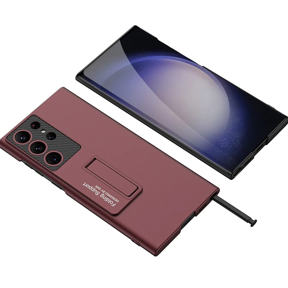 Galaxy S24 Series Luxury Thin Standing Pen Holder Slot Case