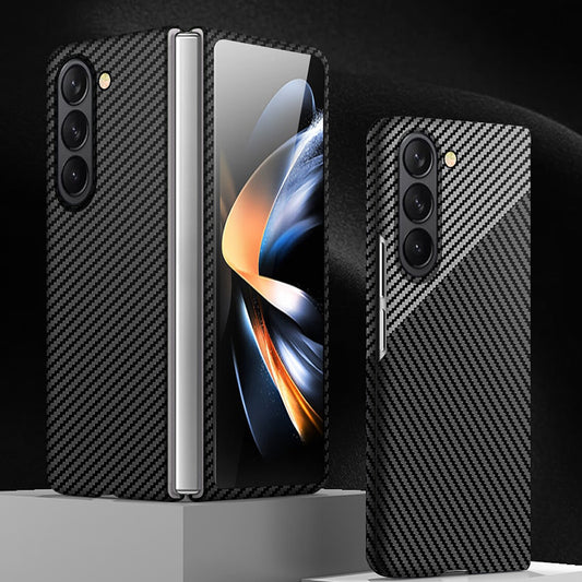 Galaxy Z Fold5 Classic Ultra Slim Carbon Fiber Texture Pattern PC Case