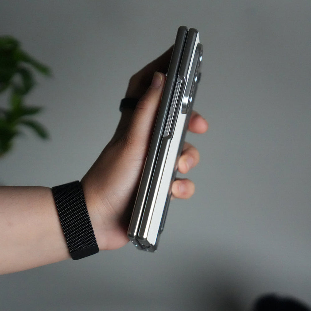 Galaxy Z Fold Series Premium Plating Leather Case with Stylus Holder & Tempered Glass Protection