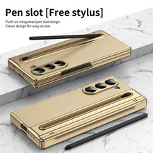 Load image into Gallery viewer, Galaxy Z Fold Series Premium Plating Leather Case with Stylus Holder &amp; Tempered Glass Protection
