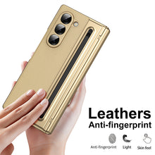 Load image into Gallery viewer, Galaxy Z Fold Series Premium Plating Leather Case with Stylus Holder &amp; Tempered Glass Protection
