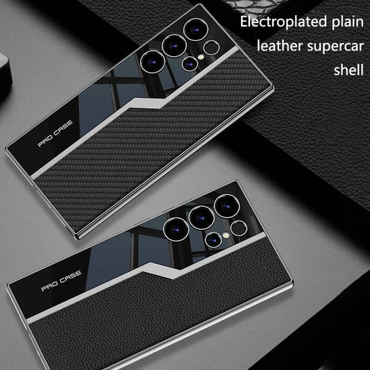 Galaxy S24 Ultra Thin Electroplated Leather Shockproof Blade Case