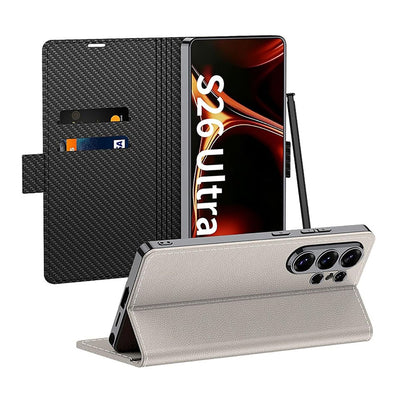 Galaxy S26 Ultra Luxury Band with Kickstand Leather Flip Case