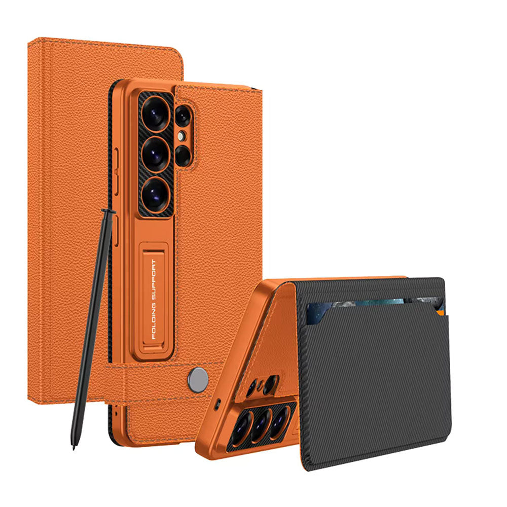 Galaxy S26 Ultra Luxury Band with Kickstand Leather Flip Case