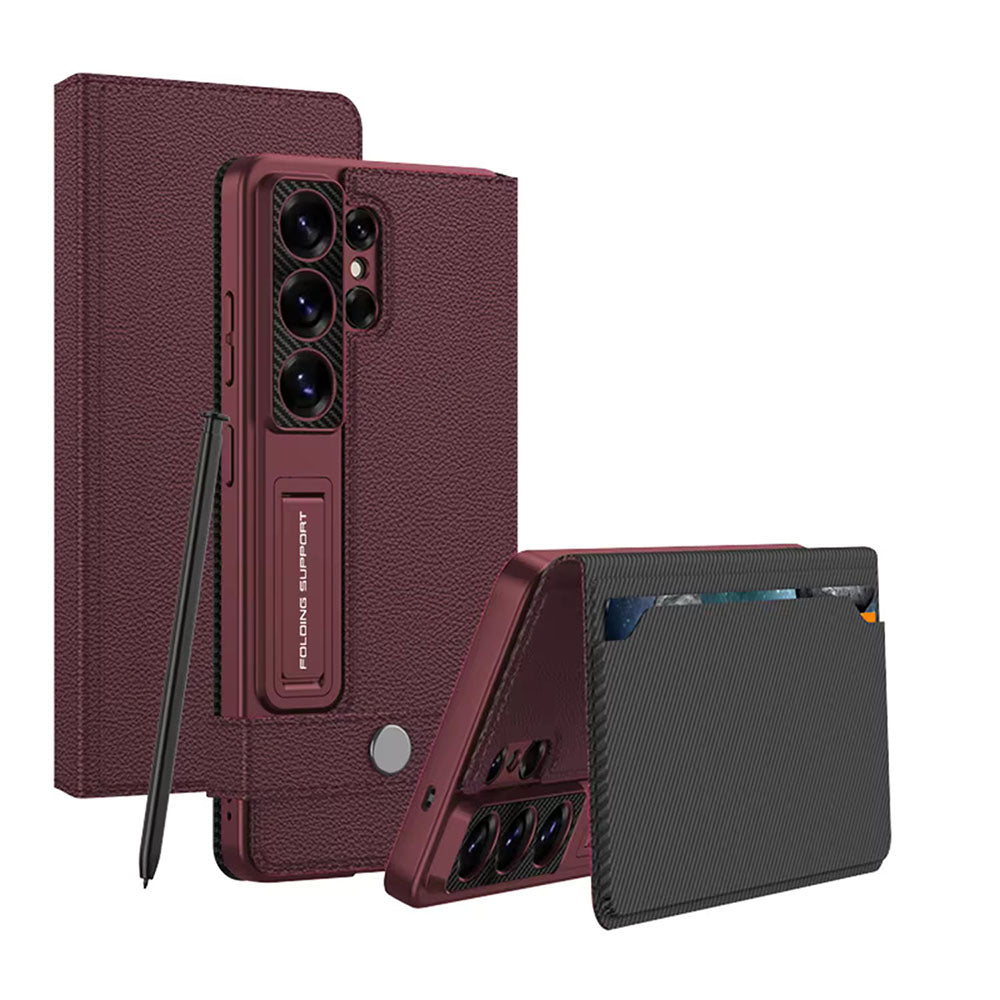 Galaxy S26 Ultra Luxury Band with Kickstand Leather Flip Case
