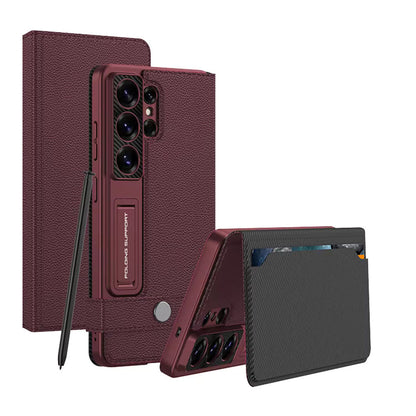 Galaxy S26 Ultra Luxury Band with Kickstand Leather Flip Case