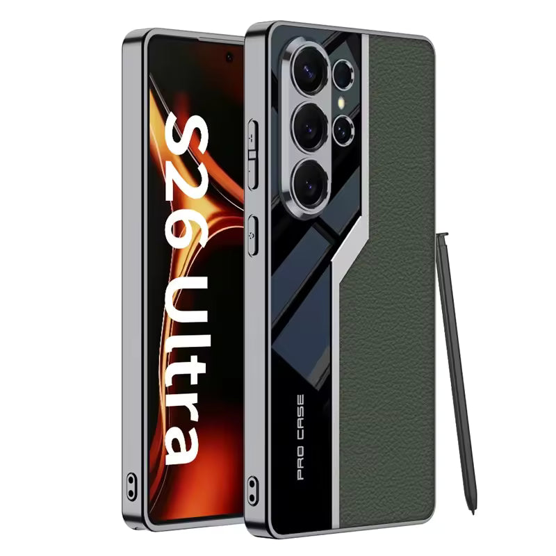 Galaxy S26 Ultra Thin Electroplated Leather Shockproof Blade Case