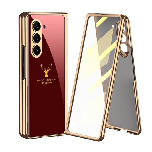 Galaxy Z Fold5 Luxurious Deer Pattern Inspirational Glass Case