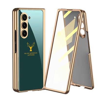 Galaxy Z Fold5 Luxurious Deer Pattern Inspirational Glass Case