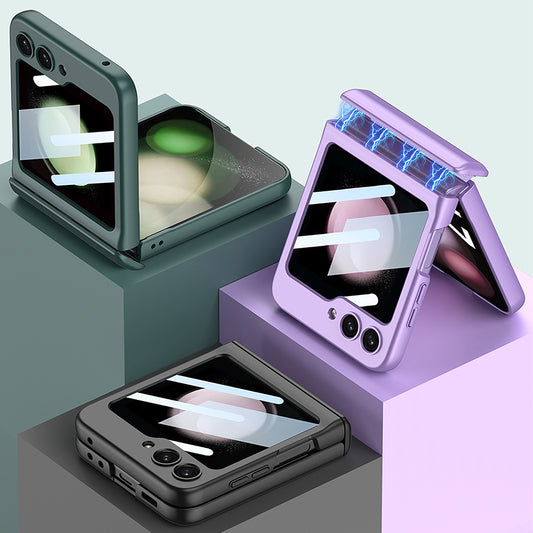 Galaxy Z Flip5 Magnetic Hinge Full Protection With Front Glass Case