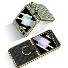 Load image into Gallery viewer, Galaxy Z Flip5 Luxury Leather Folding with Ring Stand Back Case
