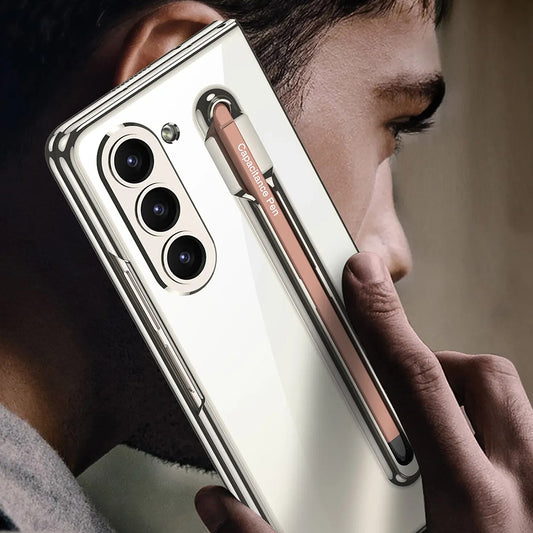 Galaxy Z Fold5 Foldable Hinged Transparent Shockproof Case