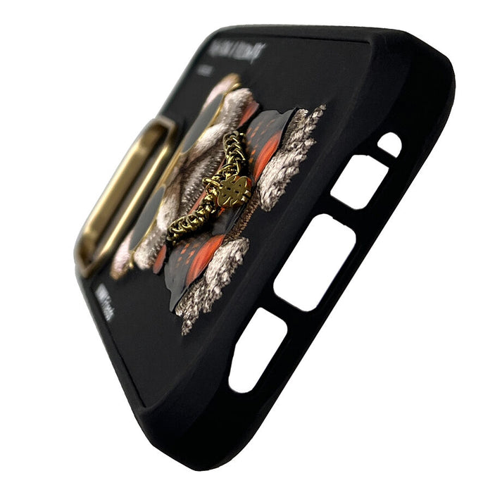 iPhone 16 Series Official Nimmy Bulldog Cool Embroidery Case- Black