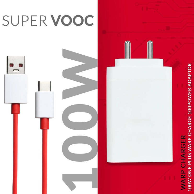 OnePlus 100W Ultra Fast Charger with Type-C SUPERVOOC Cable – Dash Charge Supported