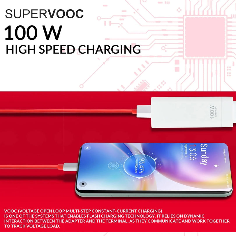 OnePlus 100W Ultra Fast Charger with Type-C SUPERVOOC Cable – Dash Charge Supported