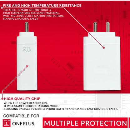OnePlus 100W Ultra Fast Charger with Type-C SUPERVOOC Cable – Dash Charge Supported