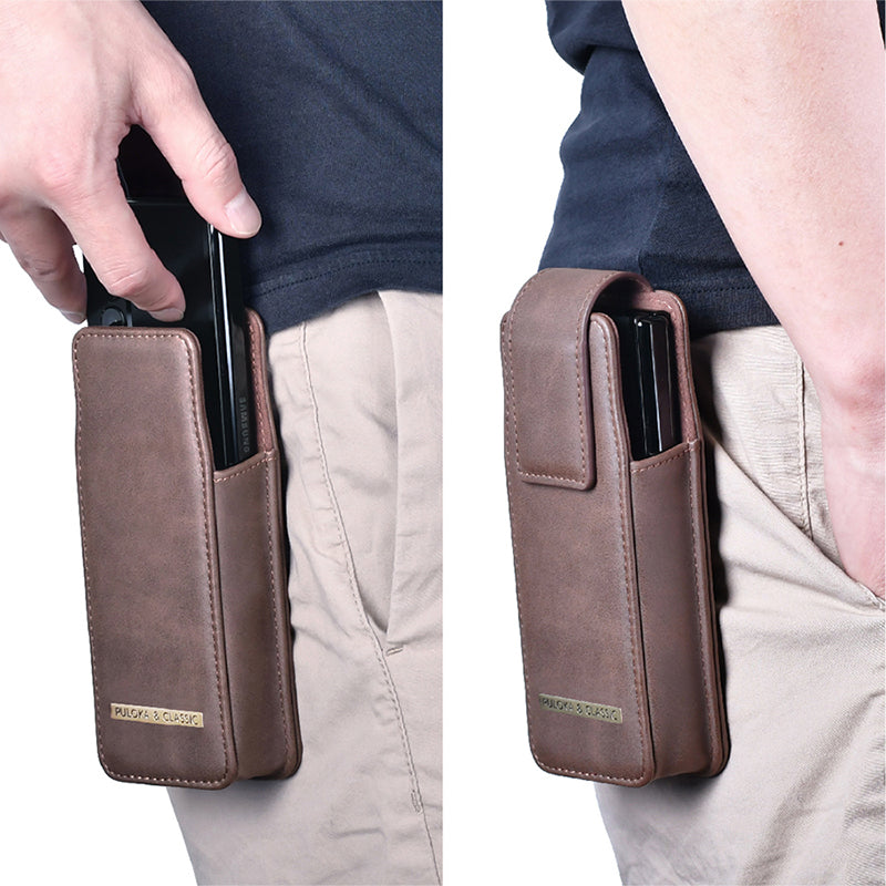 Luxurious Leather Pouch Belt Clip Holster Waist Bag for Galaxy Z Fold Series