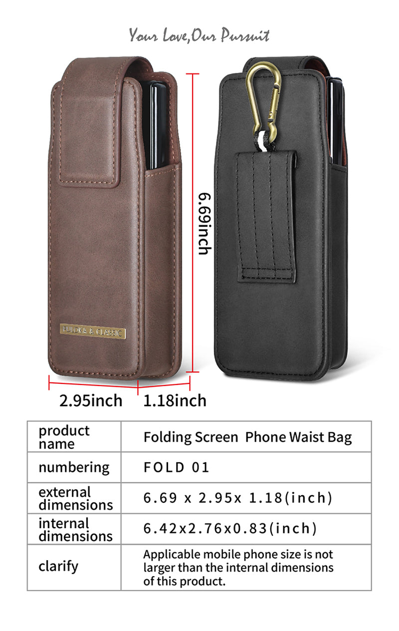 Luxurious Leather Pouch Belt Clip Holster Waist Bag for Galaxy Z Fold Series