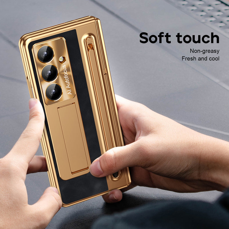 Galaxy Z Fold Series Electroplating Case with Stylus, Kickstand & 360° Glass Protection