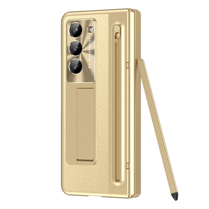 Galaxy Z Fold Series Electroplating Case with Stylus, Kickstand & 360° Glass Protection