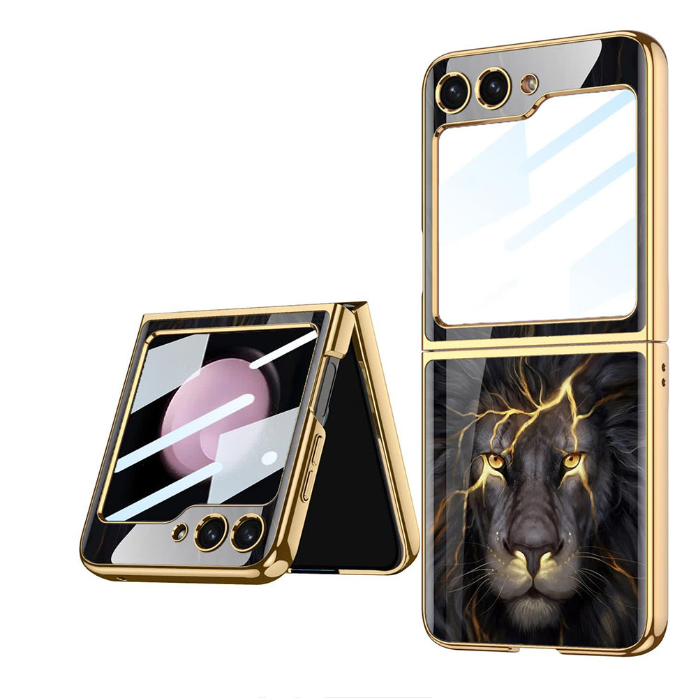 Galaxy Z Flip6 Lion Pattern Ultra High Protection Glass Case