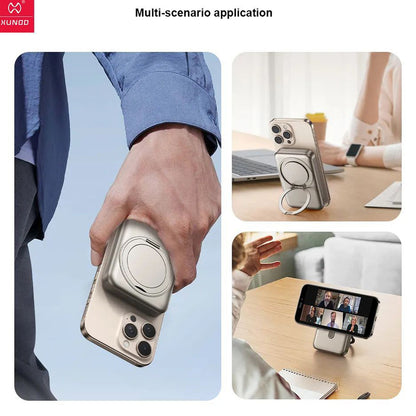 XUNDO 3-in-1 Rotatable Stand Magnetic Power Bank – 10000mAh, 20W Fast Charging | Wireless Power Bank for Phone, Earphone & Watch