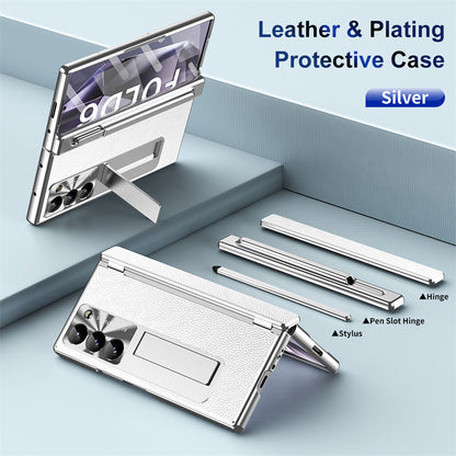 Galaxy Z Fold Series Electroplating Case with Stylus, Kickstand & 360° Glass Protection