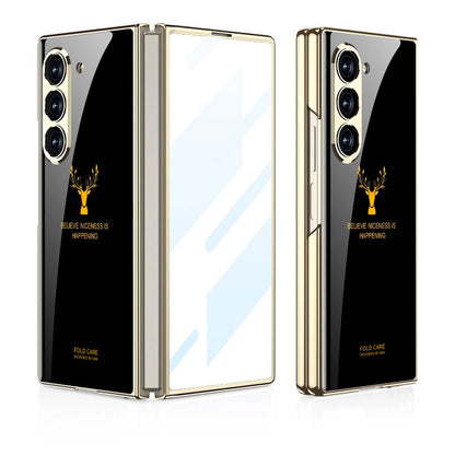 Galaxy Z Fold Series Luxurious Deer Pattern Inspirational Glass Case