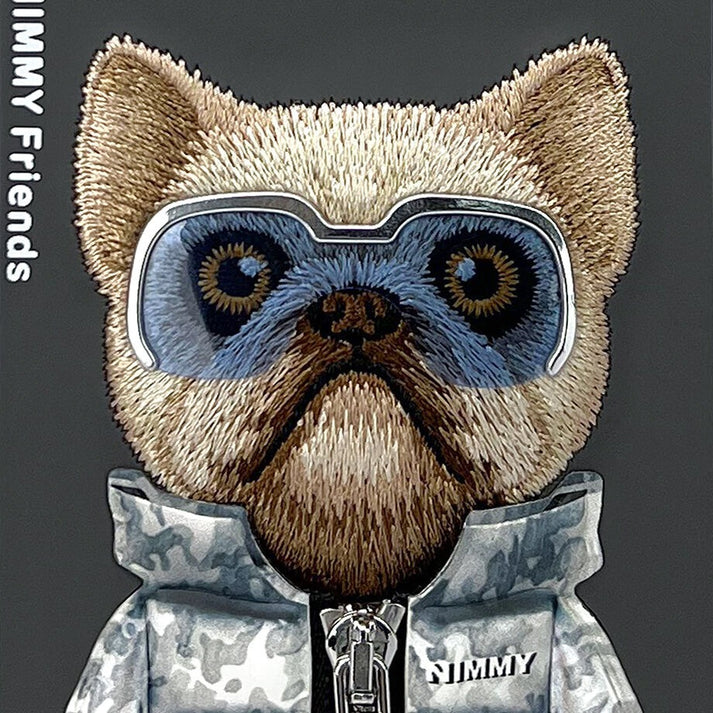 iPhone 16 Series Official Nimmy Rich Dog Cool Embroidery Case- Grey