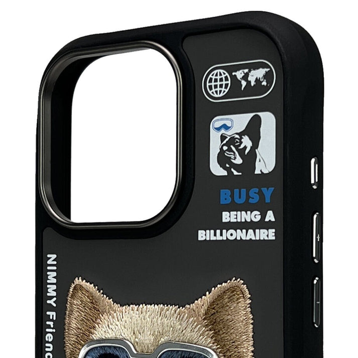 iPhone 16 Series Official Nimmy Rich Dog Cool Embroidery Case- Grey