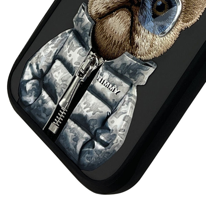 iPhone 16 Series Official Nimmy Rich Dog Cool Embroidery Case- Grey