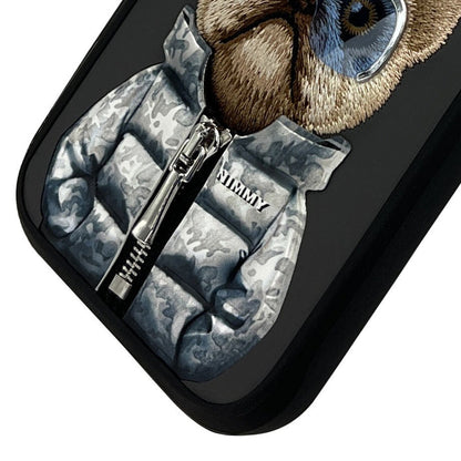iPhone 16 Series Official Nimmy Rich Dog Cool Embroidery Case- Grey