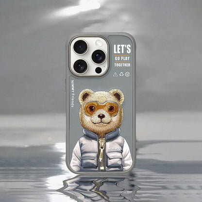 iPhone 16 Series Official Nimmy Cool & Handsome Cat Embroidery Jacket Case - Titanium Gray