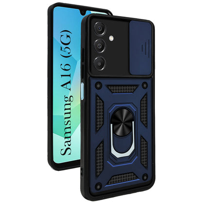 Galaxy A16 Hybrid Dual Armor Case with Camera Slide Cover – Shockproof Polycarbonate Protection