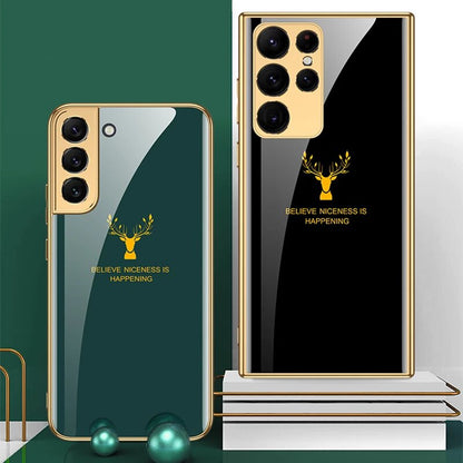 Galaxy S24 Series Luxurious Deer Pattern Inspirational Glass Case