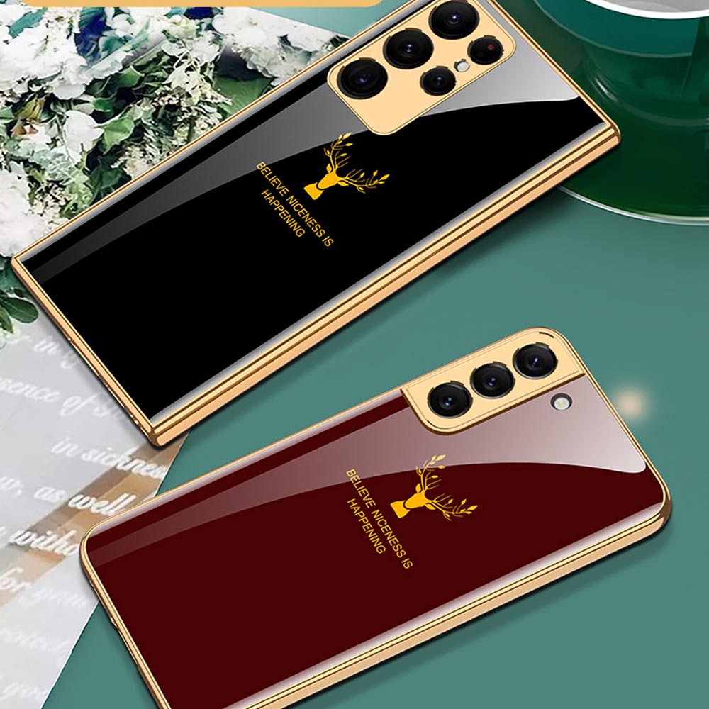 Galaxy S24 Series Luxurious Deer Pattern Inspirational Glass Case