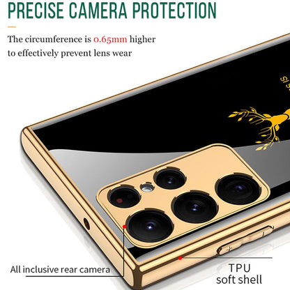 Galaxy S24 Series Luxurious Deer Pattern Inspirational Glass Case