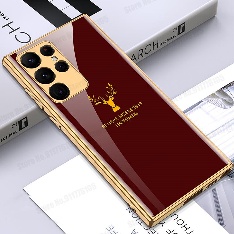 Galaxy S24 Series Luxurious Deer Pattern Inspirational Glass Case
