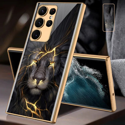 Galaxy S25 Ultra Lion Pattern Ultra High Protection Glass Case