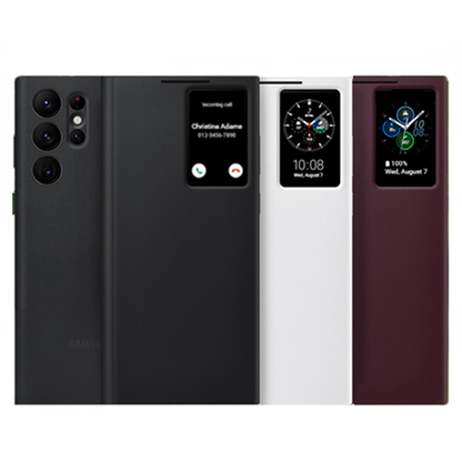 Smart View Sensor Flip Leather Case with Stand for Galaxy – Premium IC Window Cover