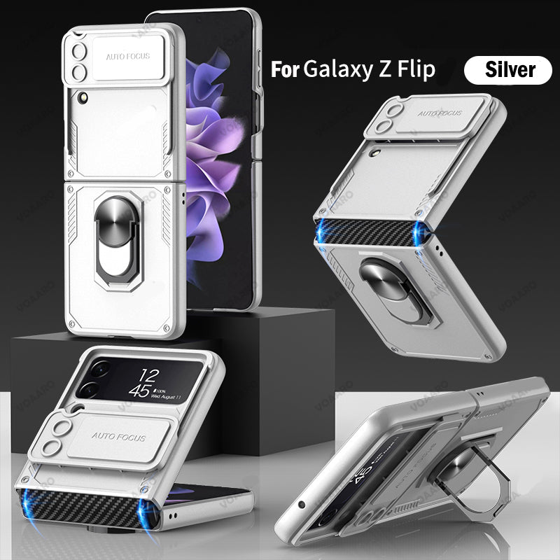 Galaxy Z Flip4 Slide Lens Camera Protective Armor Ring Holder Bracket Case