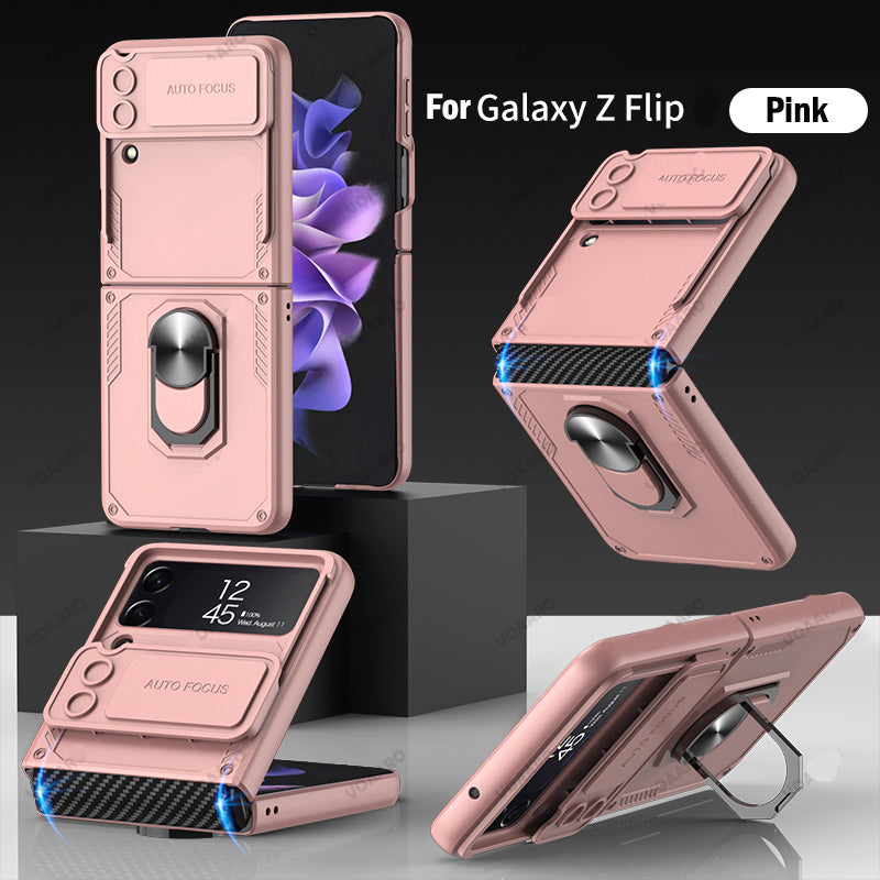 Galaxy Z Flip4 Slide Lens Camera Protective Armor Ring Holder Bracket Case