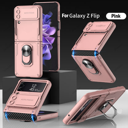 Galaxy Z Flip4 Slide Lens Camera Protective Armor Ring Holder Bracket Case