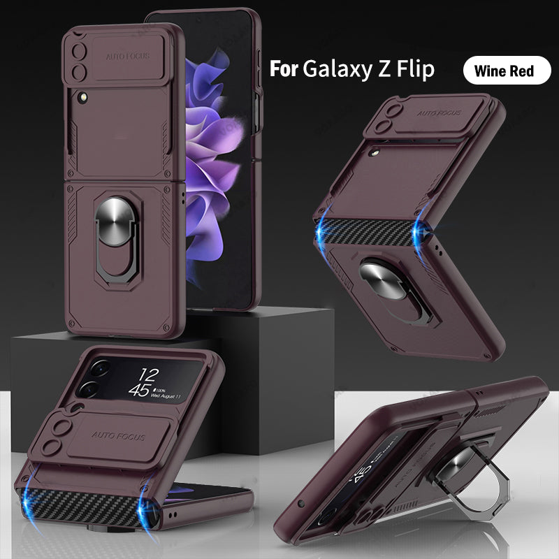 Galaxy Z Flip4 Slide Lens Camera Protective Armor Ring Holder Bracket Case