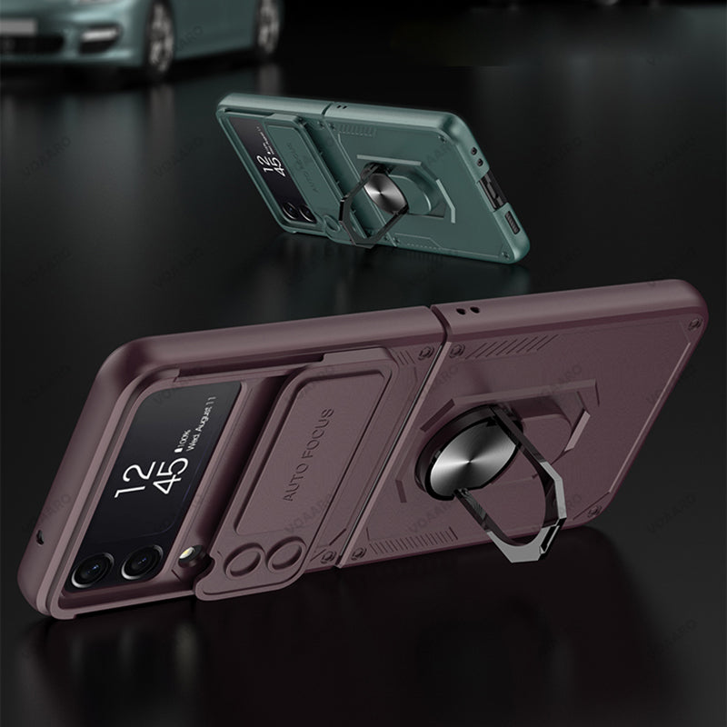 Galaxy Z Flip4 Slide Lens Camera Protective Armor Ring Holder Bracket Case